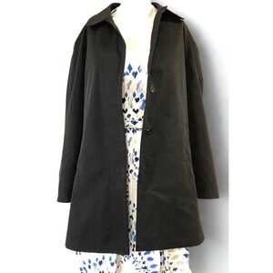 Towne Collection Black Trench Coat Mid Length‎ Button Front Car Coat Womens M